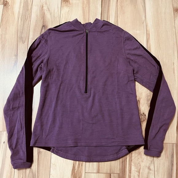 IBEX Womens Sz S 100% Merino Wool 1/2 Zip Long Sleeve Shirt W/Back Pocket Purple - Picture 1 of 8